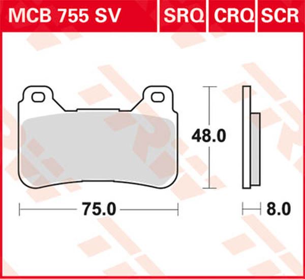 Trw SV Series Sindered Brake Pads For Honda CBR 600 RR 2004-2017 MCB755SV