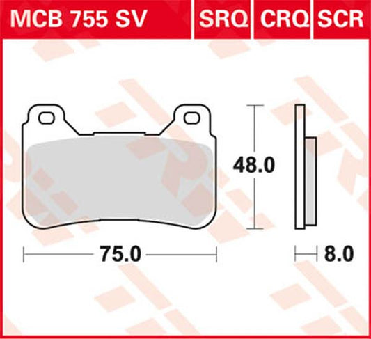 Trw SV Series Sindered Brake Pads For Honda CBR 600 RR 2004-2017 MCB755SV
