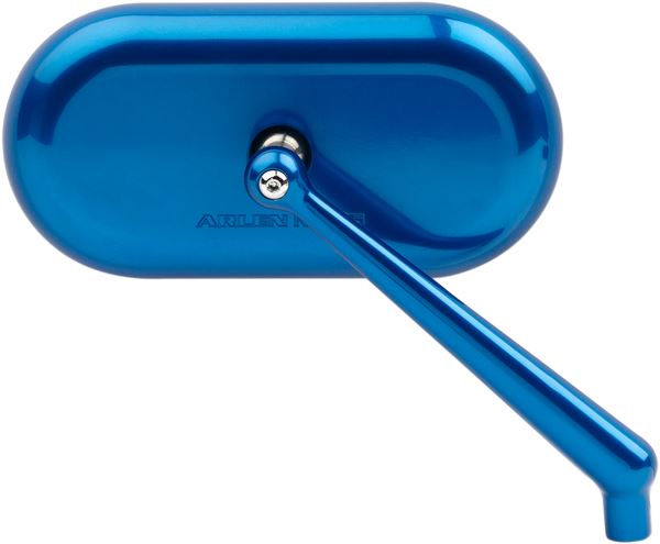 Arlen Ness Forged Oval Mirror Blue Anodized Aluminum Screw-In Side View 13-177