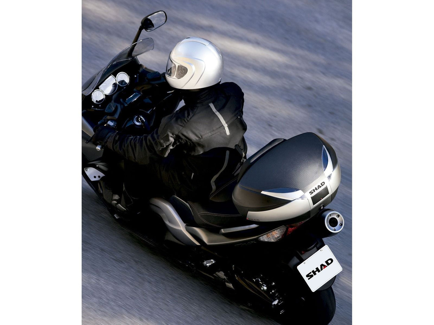 SHAD SH48 Top Box Black/Titanium inc Backrest And Carbon Cover D0B48406R