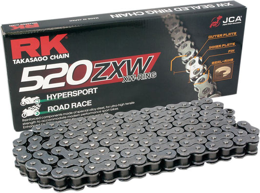 RK Motorcycle Drive Chain 520 ZXW 112L XWRING Silver 520ZXW112CLF