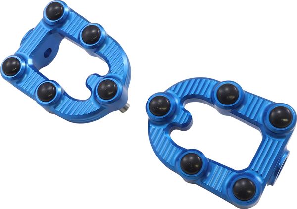Arlen Ness MX Footpegs Driver Blue Billet Aluminum Rubber Pair 07-903