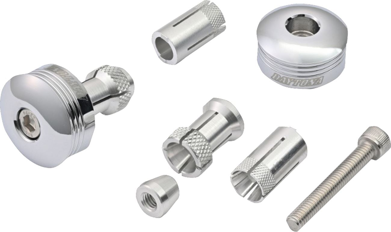 Daytona RING Handlebar Ends CNC Chrome Aluminum Pair 14-19mm Bars 81229
