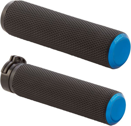 Arlen Ness Knurled Grips Blue For Harley Davidson XL 883 N 76-22 07-335