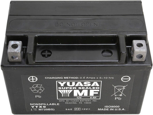 Yuasa AGM Maintenance-Free Battery For Honda TRX 250 TE 1985-2025 Black YTX9(WC)