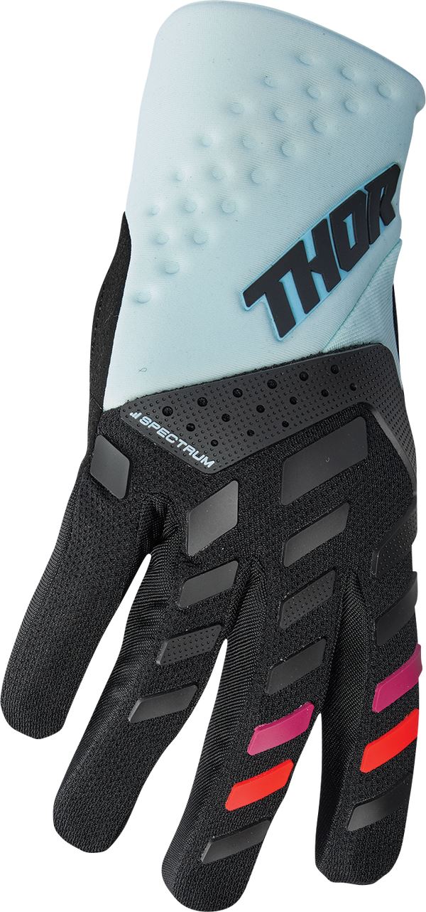 THOR Women's Spectrum MX Motorcross Gloves Black/Mint/Light Blue 2023 Model