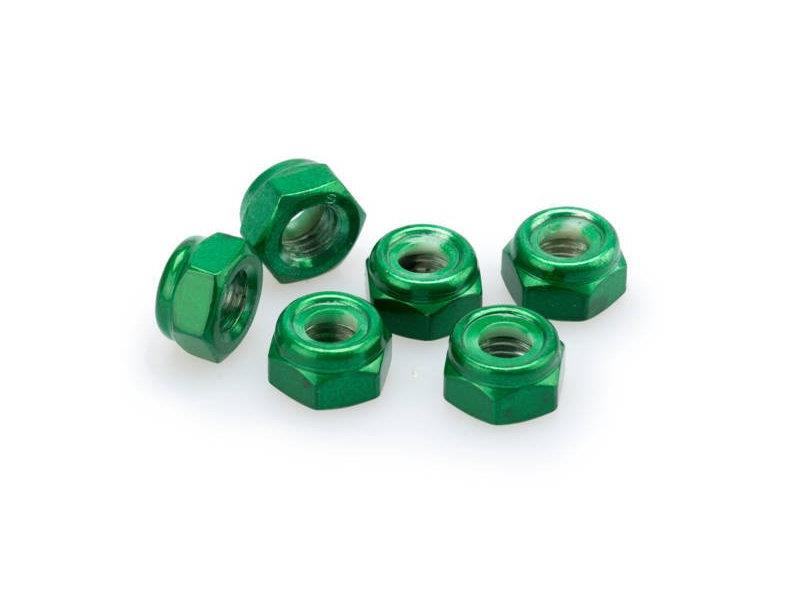 PUIG M8 Locknuts x 6 Green Universal 0832V