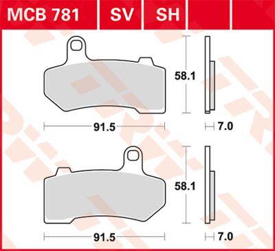 Trw SH Series Sindered Rear Brake Pads For Harley FLHX 1750 2006-2023 MCB781SH