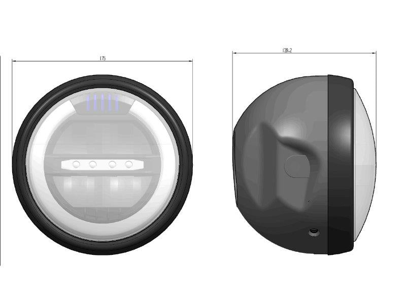 Puig 7in Round LED Headlight Black 4110H
