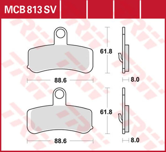 Trw SV Series Sindered Brake Pads For Harley FXDB 1690 2008-2017 MCB813SV