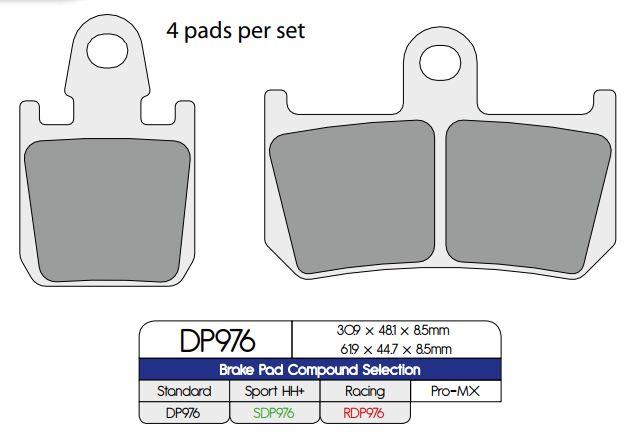 Dp Brakes Standard Sintered Metal Brake Pads For Yamaha VMX 1700 2007-2020 DP976