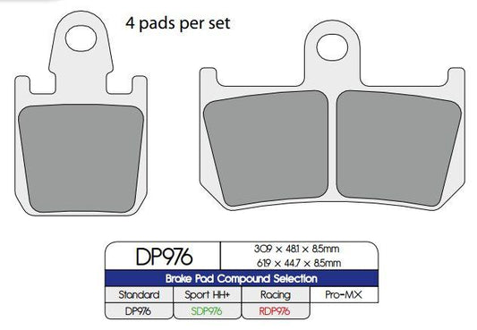 Dp Brakes Standard Sintered Metal Brake Pads For Yamaha VMX 1700 2007-2020 DP976
