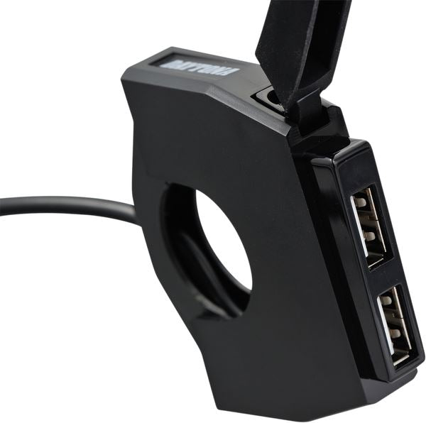 Daytona Slim-Mount 2-Port Type-A Weatherproof Black USB Charging Port 89372