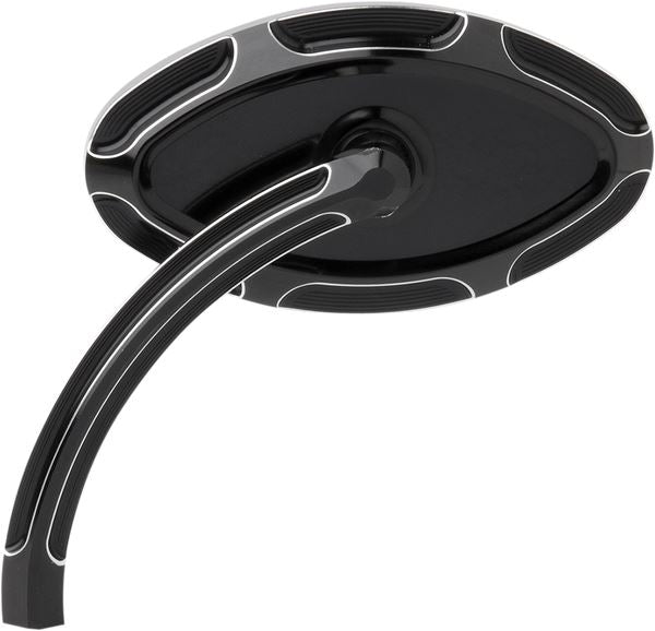Arlen Ness Beveled Short Stem Mirror Black Aluminum Screw-In Left 13-130
