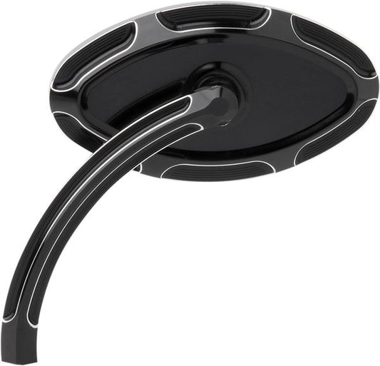 Arlen Ness Beveled Short Stem Mirror Black Aluminum Screw-In Left 13-130
