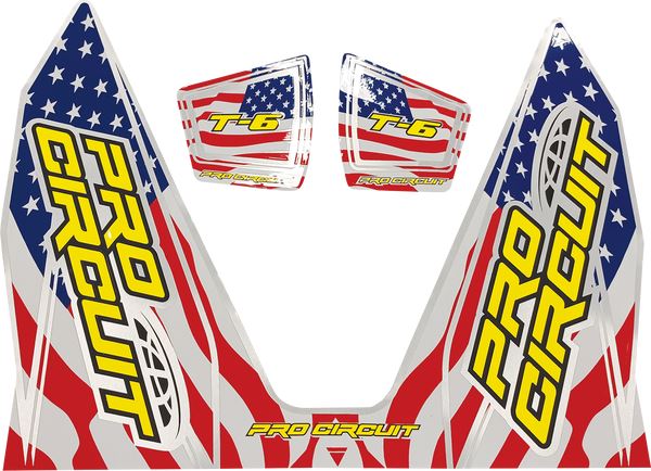 Pro Circuit T-6 Exhaust Decals Blue Red White Yellow Vinyl Pair DC22T6-SS