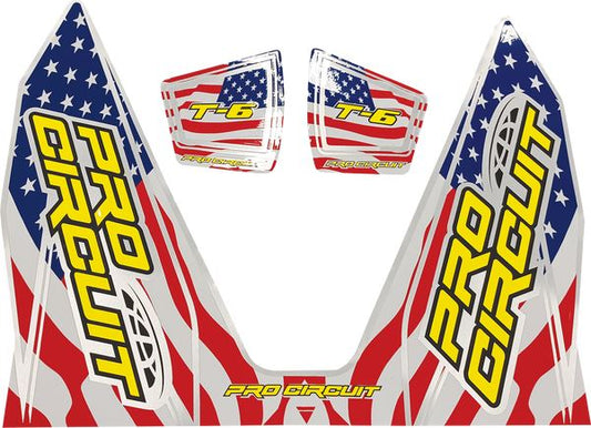 Pro Circuit T-6 Exhaust Decals Blue Red White Yellow Vinyl Pair DC22T6-SS