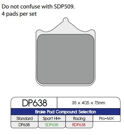 Dp Brakes Sintered Metal Brake Pads For Ducati Monster 1000 S4RS 1998-2024 DP638