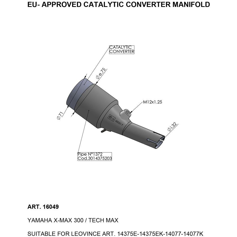 Leovince Catalytic Converter For Yamaha XMAX 300 2021-2024 Stainless Steel 16049