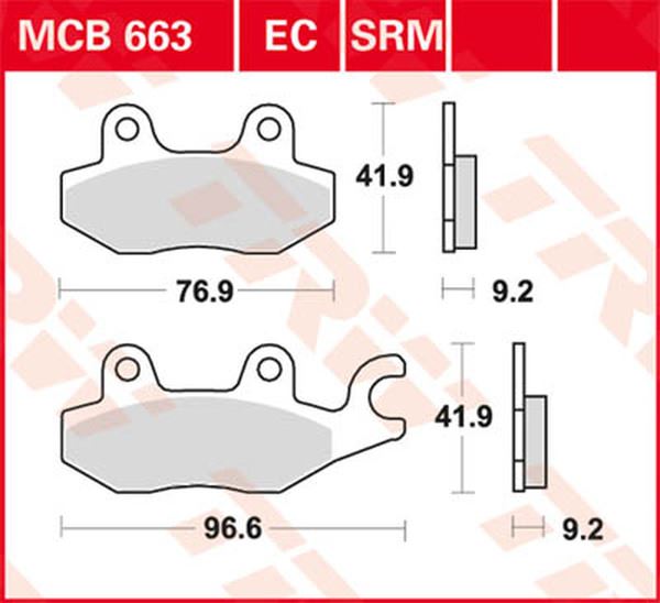 Trw Sindered Scooter Brake Pads For Kymco LIKE 125 I 1997-2021 MCB663SRM