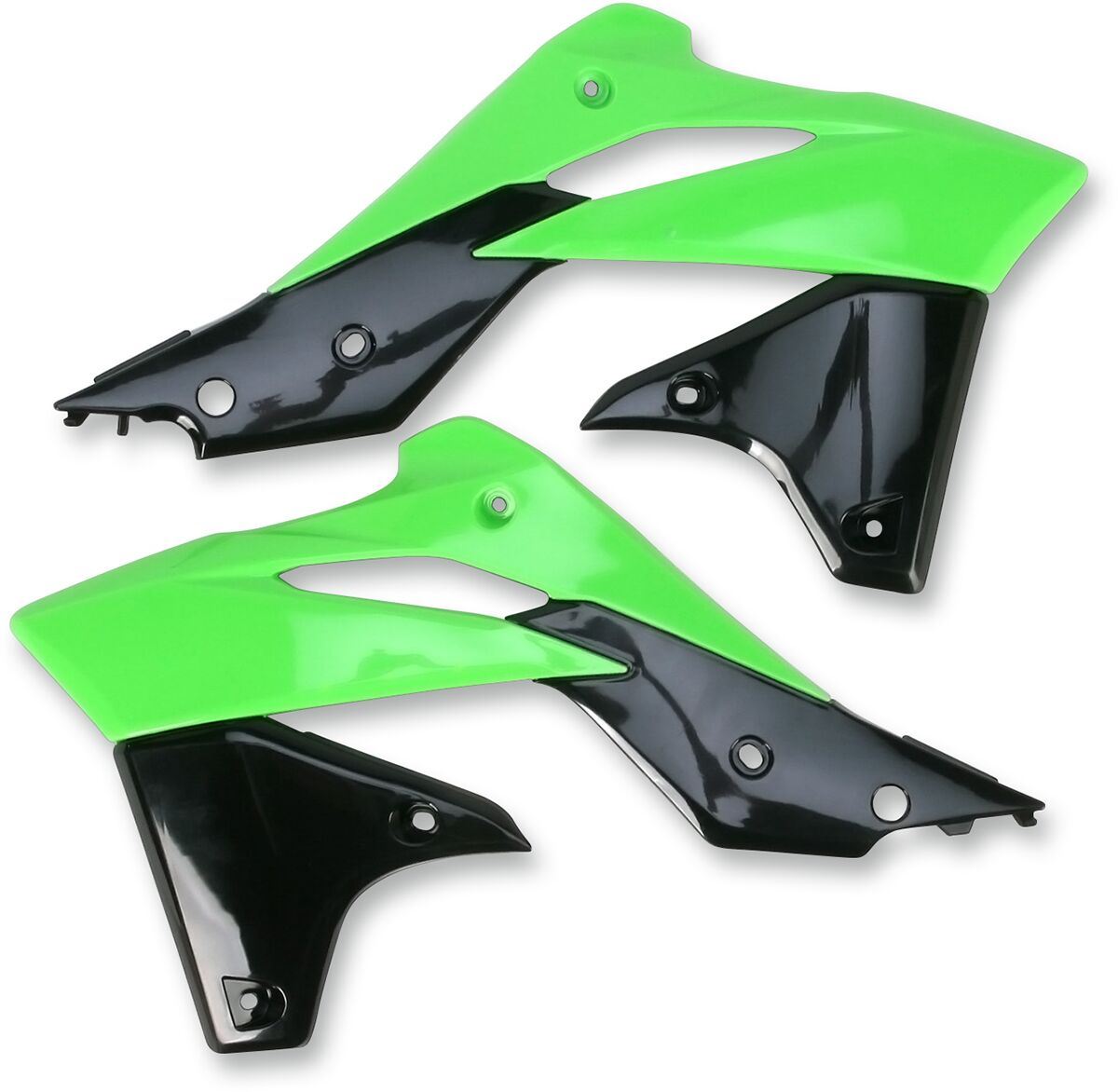 UFO RADIATOR COVERS KAWASAKI KXF250 OEM-COLOR (BLACK/GREEN) KA04725999