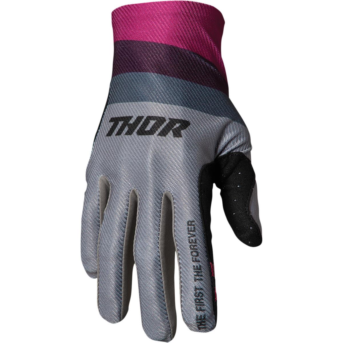 THOR Assist React MX Motorcross Gloves Gray/Purple 2023 Model