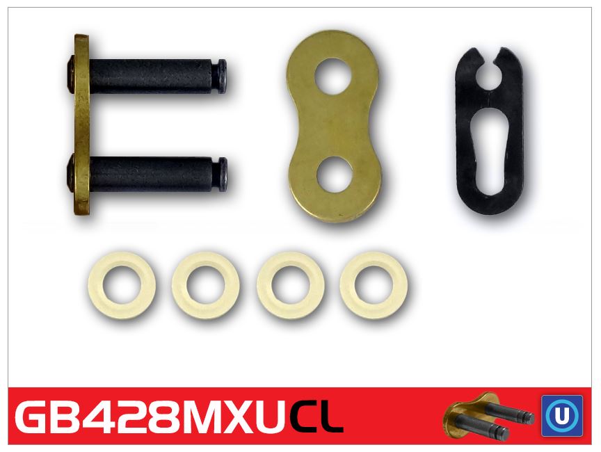 RK Motorcycle Connecting Link 428 MXU 1L UWRING Black, Gold