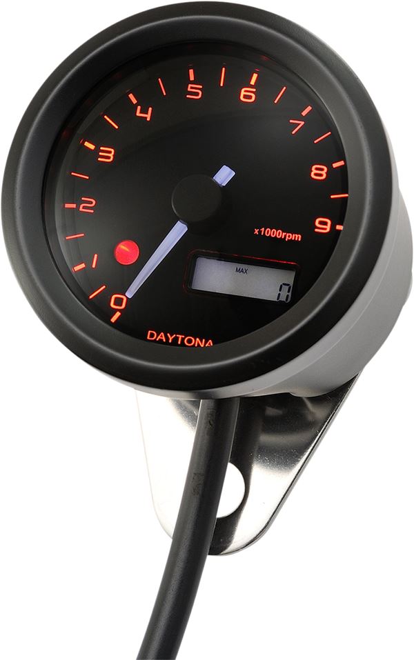 Daytona 9000RPM Black Meter w/ Adapter Speed & Odometer Kit Tachometer 87392