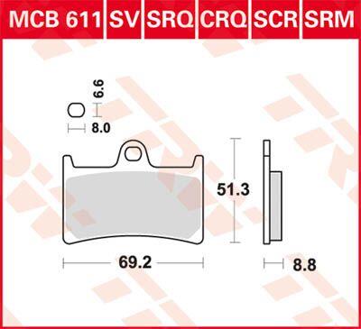 Trw SRM Series Sindered Scooter Brake Pads For Yamaha MT-07 2008-2025 MCB611SRM
