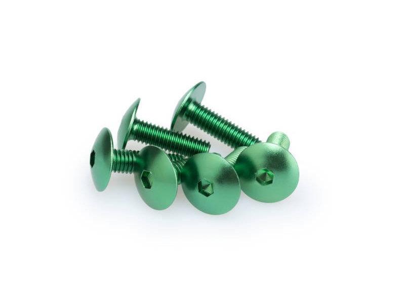 PUIG M6 Domed Screws 20mm x 6 Green Universal 0657V
