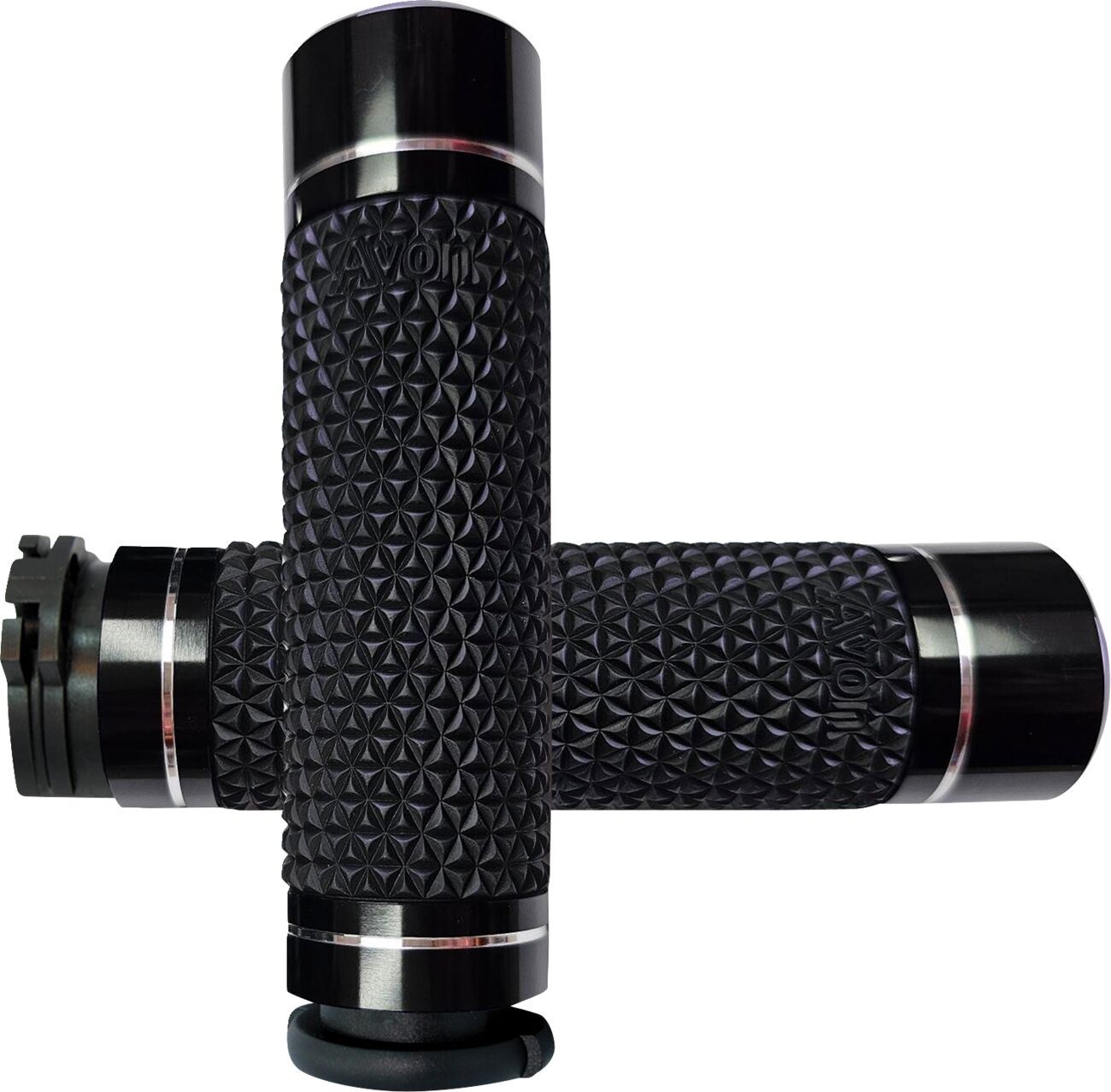 Avon Grips K25 Motorcycle Grips Black Chrome Soft Pair 25.4mm K25-ANO
