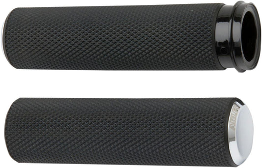 Arlen Ness Knurled Grips Black Chrome For HD FLTRXSE 1977 07-24 07-326