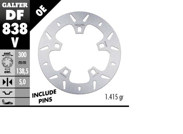 GALFER Brake Rotor Solid-Mount Round One Piece (Fixed) DF838V