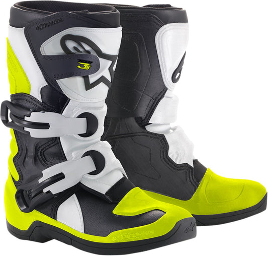 Alpinestars Youth Tech 3s Boots White Black Yellow