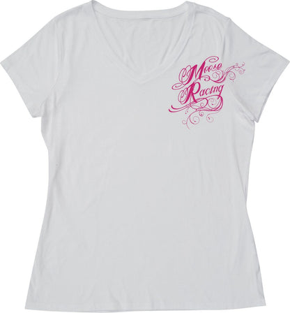 Moose Racing T-Shirt Womens Flourish Script White