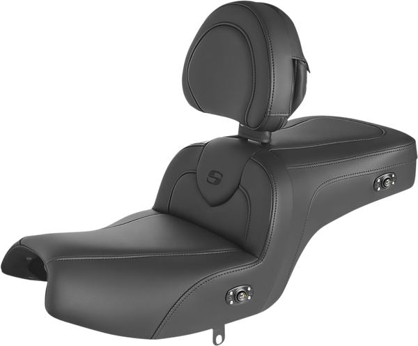 SADDLEMEN Roadsofa™ One-Piece Seat Black Heated Includes Backrest I20-06-187BRHCT