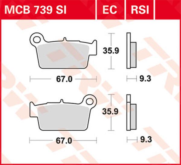 Trw Sindered Off-Road Race Brake Pads For Beta XTRAINER 250 LC 04-26 MCB739RSI