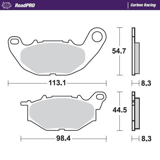 Moto-Master RoadPRO Carbon Racing Brake Pads For Yamaha YZF-R25 2015-2024 412506