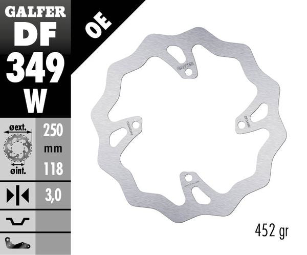 GALFER Brake Rotor Solid-Mount Wave® One Piece (Fixed) DF349W