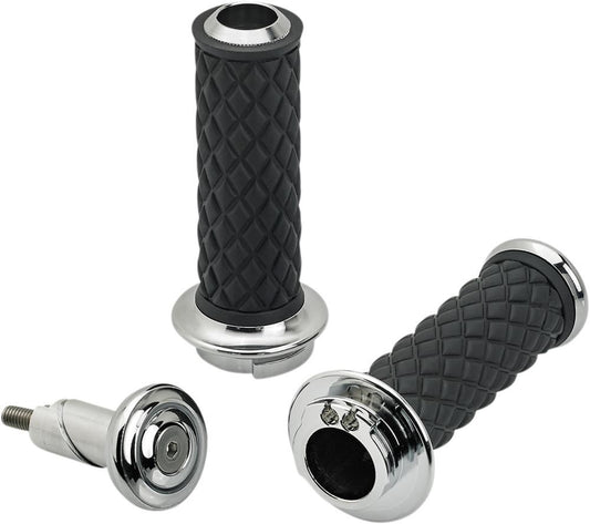 Biltwell Alumicore Double-Cable Grips Chrome To Fit Harley V-Twin