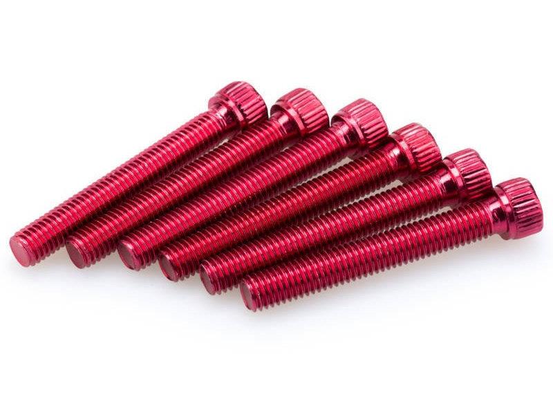 PUIG M8 55mm Allen Screws x 6 Red Universal 0540R