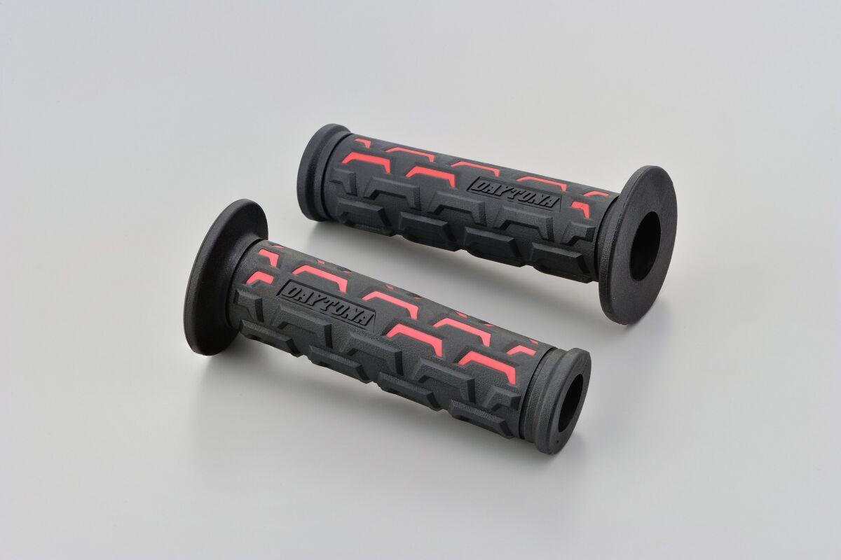 Daytona Grippy Grip GGD-Ground Grips 22.2mm Open End Black Red Pair 25172