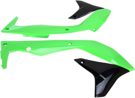UFO RADIATOR COVERS KAWASAKI KXF450 OEM-COLOR (BLACK/GREEN) KA04736-999