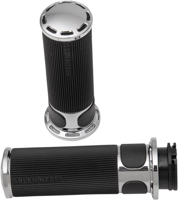 Arlen Ness Slot Track Grips Chrome Black For HD XL 883 N 76-22 07-300