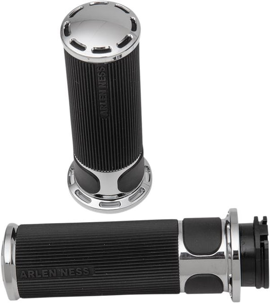 Arlen Ness Slot Track Grips Chrome Black For HD XL 883 N 76-22 07-300