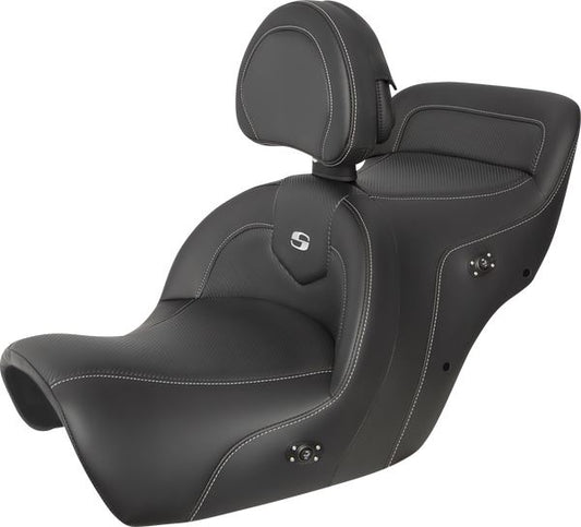 SADDLEMEN Roadsofa™ 2-Up Seat Seat Black Heated Includes Backrest H88-07-185BRHCT