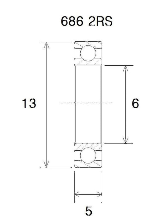 BLACK BEARING Bearing B5 6X13X5MM UB-686-B5