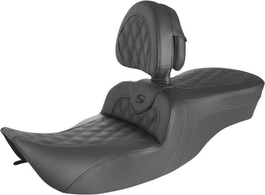 SADDLEMEN Roadsofa™ One-Piece Seat Black Includes Backrest 897-06-182BR