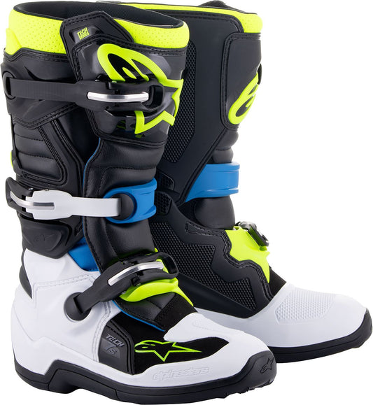 Alpinestars Youth Tech 7s Boots Black White Yellow Blue