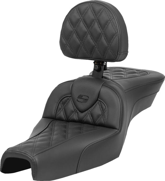 Saddlemen Roadsofa Standard Reach Leather Seat With Backrest For Harley Davidson XL 883 N 04-22 807-03-182BR